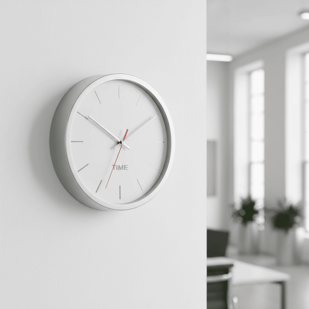 Minimalist clock on an office wall