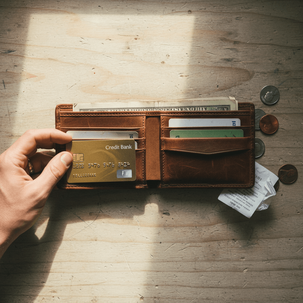 Credit card being returned to a wallet