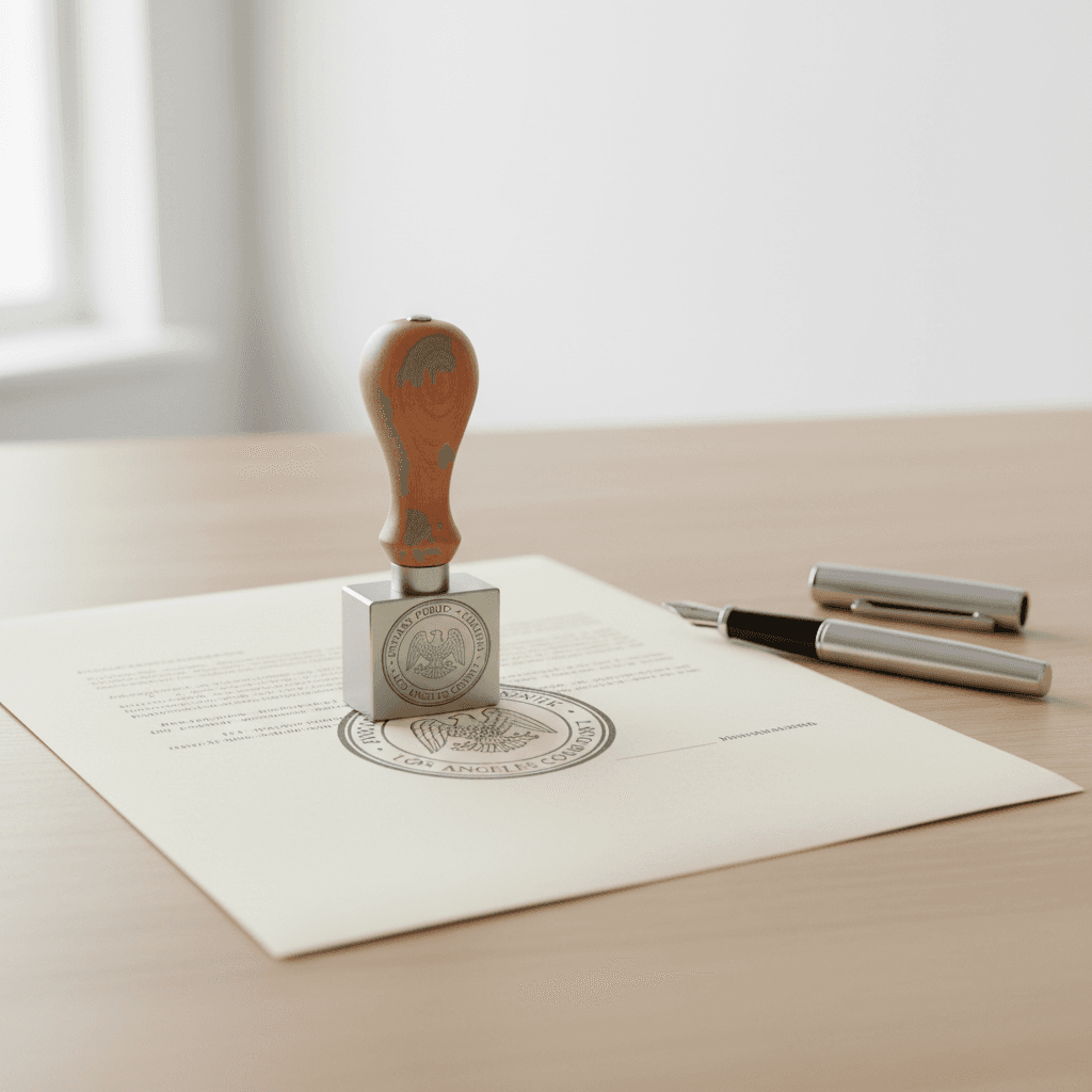 Notary stamp on an official document