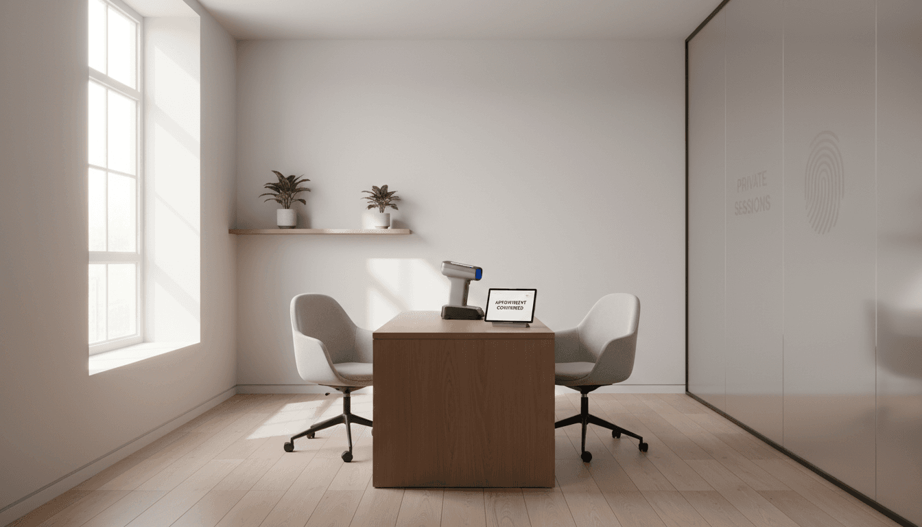 Professional fingerprinting station inside a clean, modern Medford office