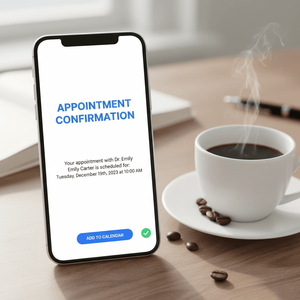 Smartphone showing an appointment confirmation notification