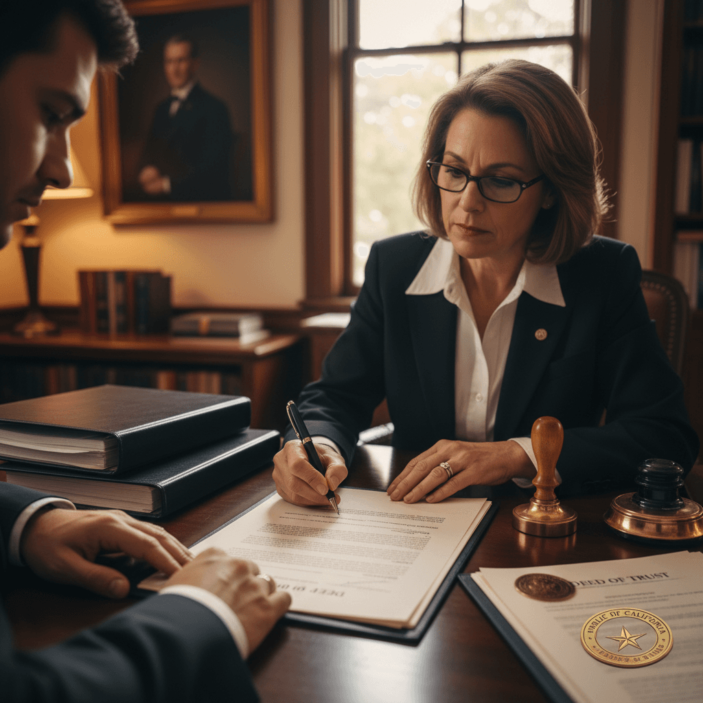 Person signing document while notary witnesses