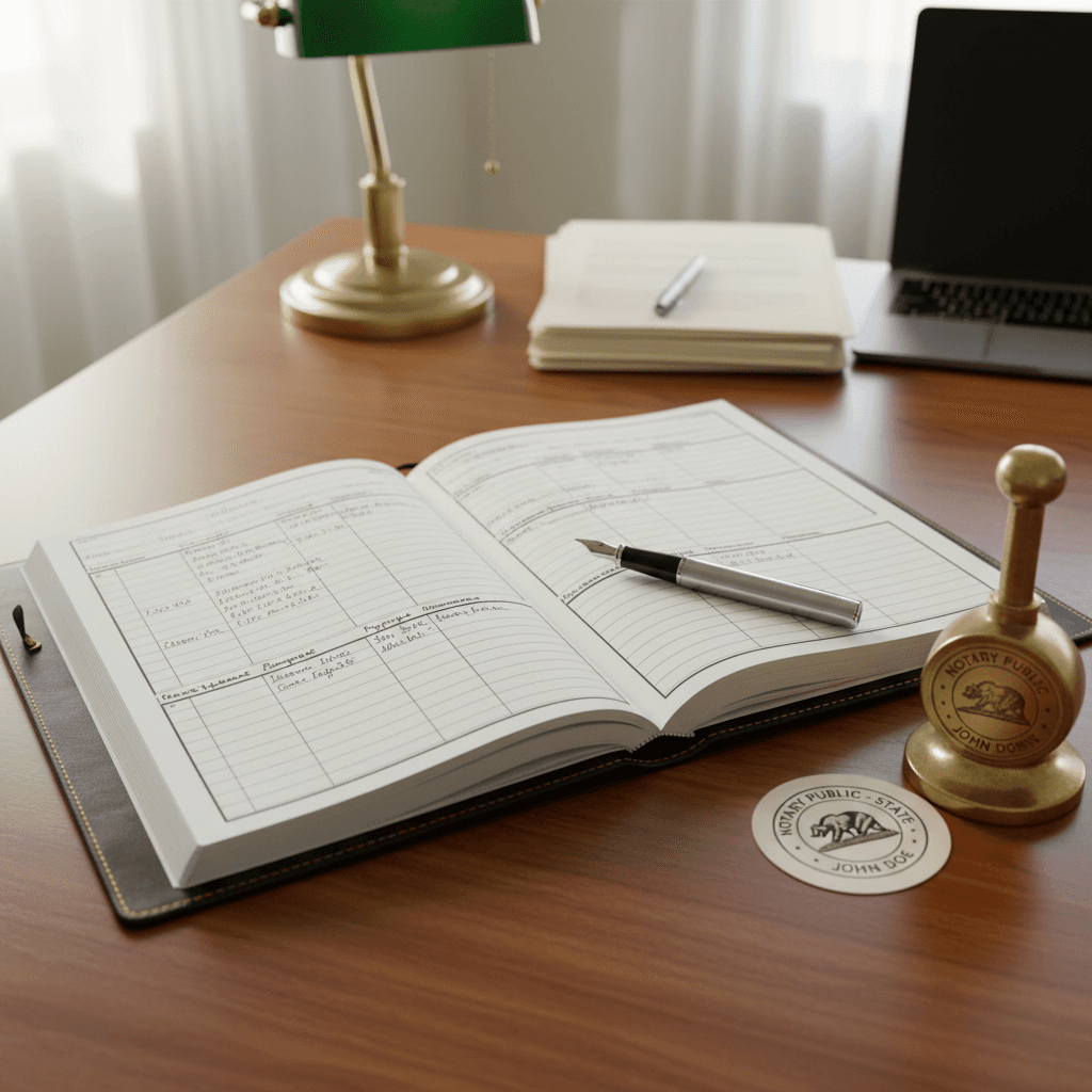 Notary journal with completed entries