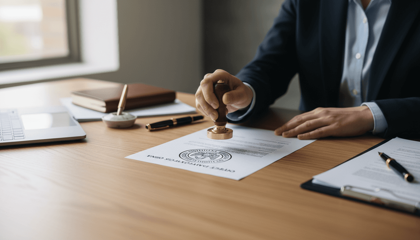 Stamping an official document for apostille authentication