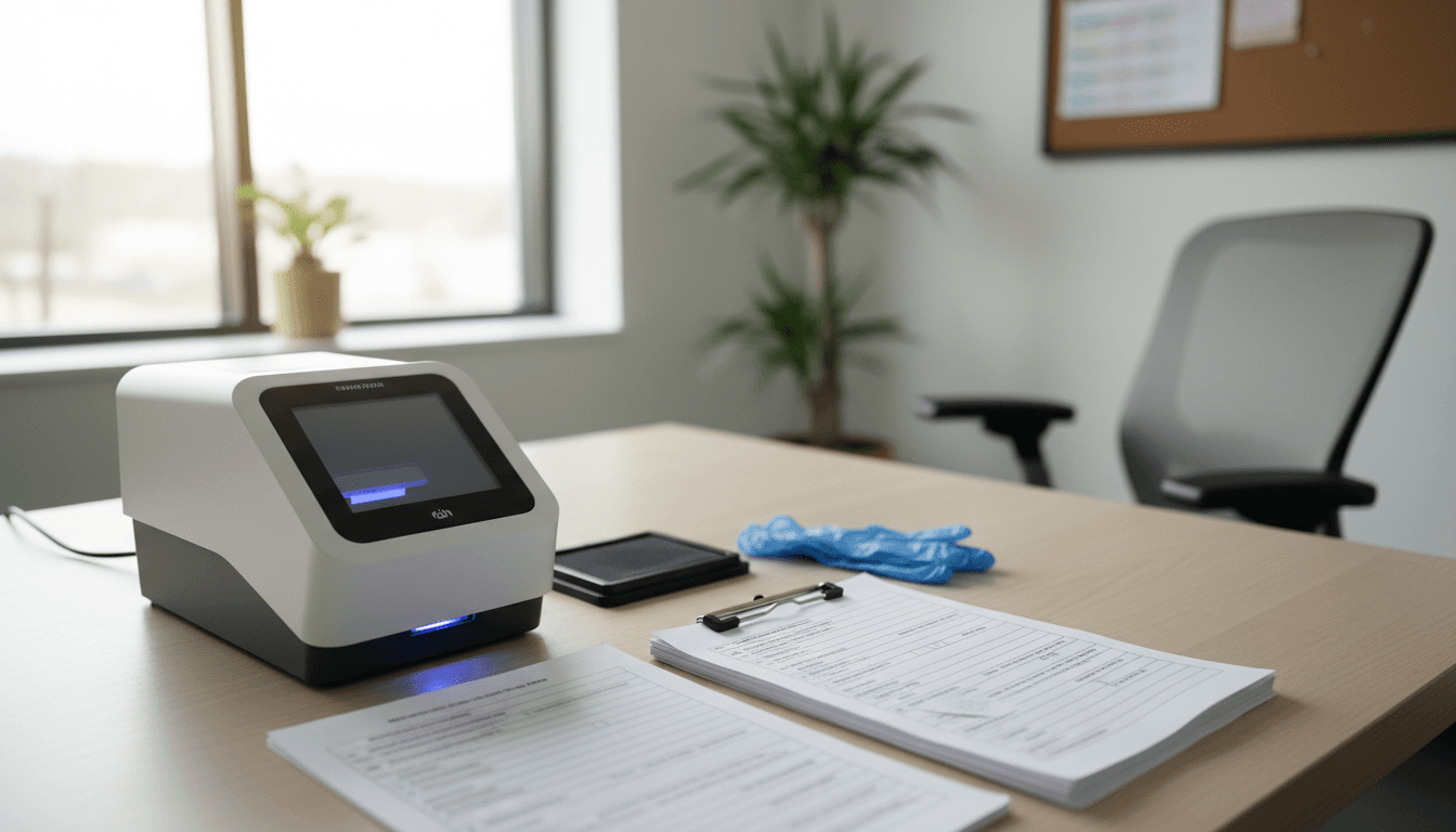Professional fingerprinting station with live scan device at ClearPrint in Medford
