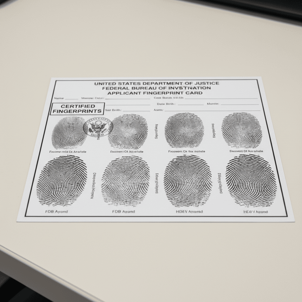 Rolled fingerprints on an FD-258 ink card