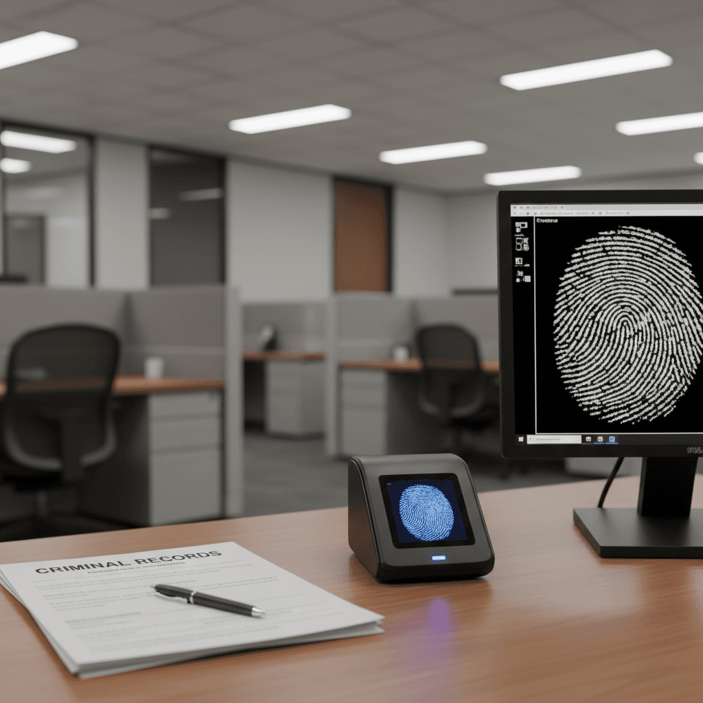 Professional fingerprinting station with digital scanner