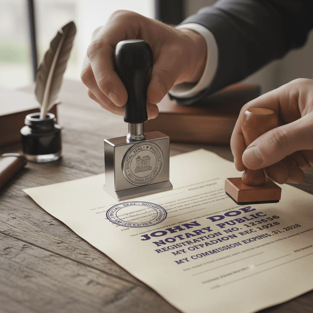 Officially stamping a notarized document