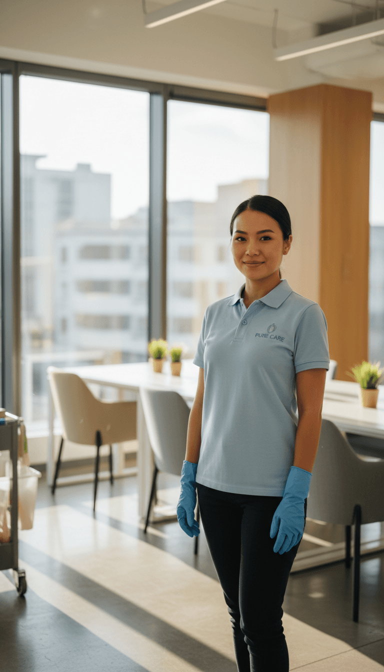 Professional fingerprinting specialist at work in a clean, modern office
